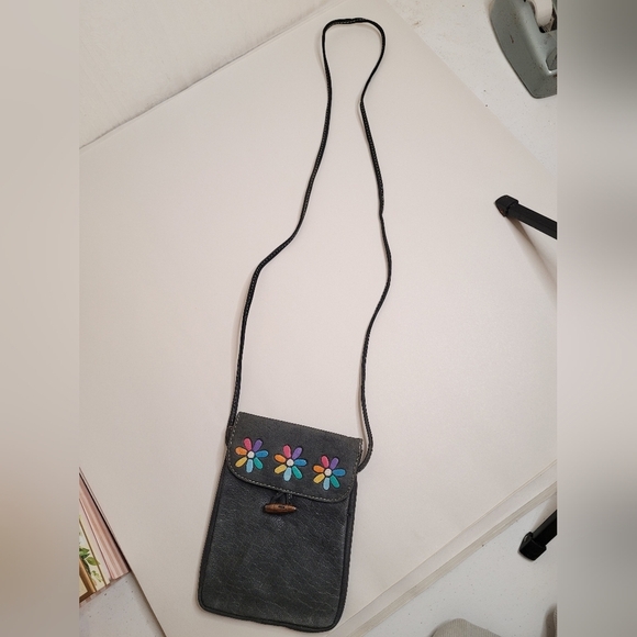 Emily Ann Of Boca Raton Leather Crossbody Bag Hand Painted - Picture 9 of 10